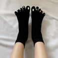thumbnail image 6 of Aellinatey Five Finger Socks Toe Socks with for Rhinestone Decor Cotton Patchwork Socks, 6 of 15
