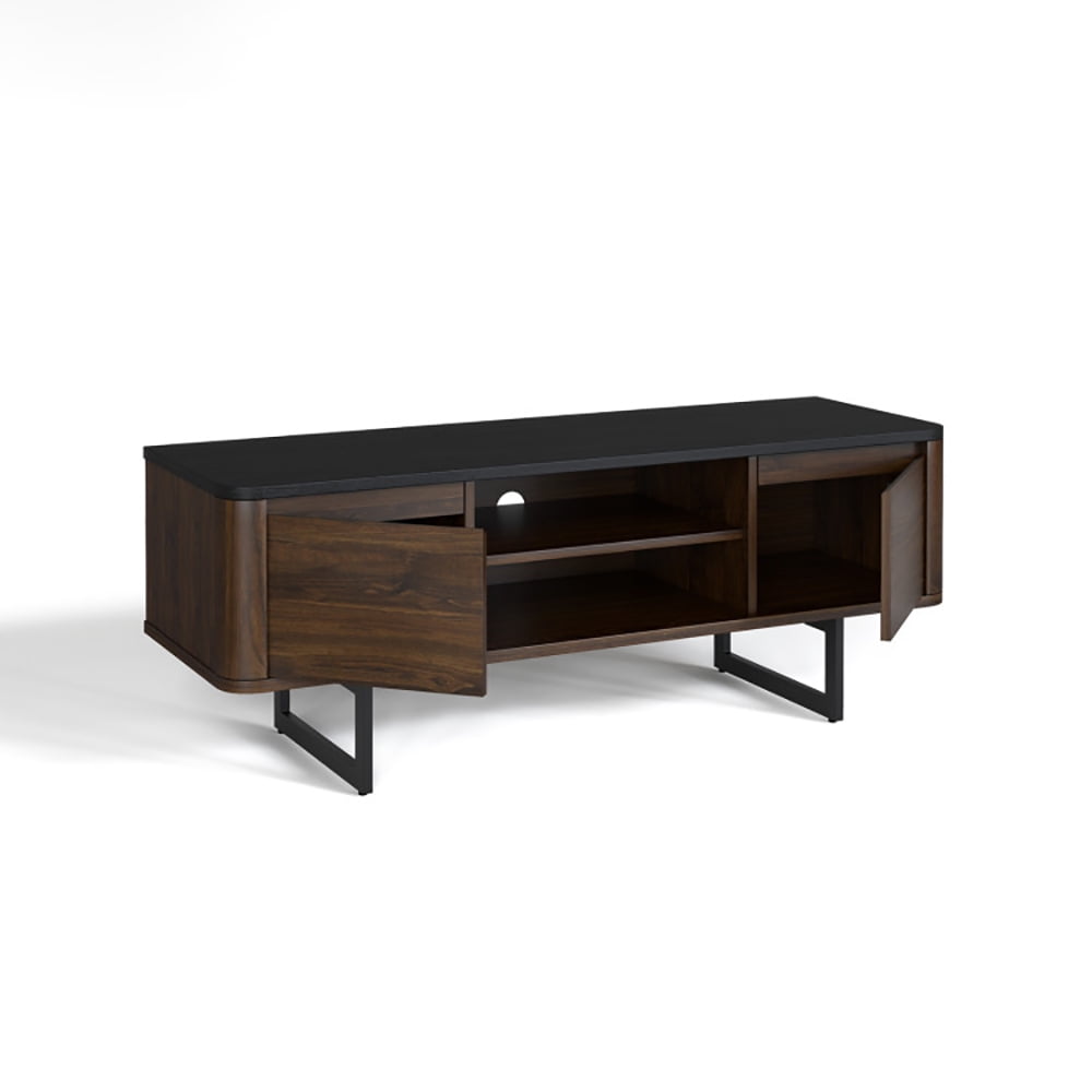 Finihen TV Stand, TV Cabinet, Wooden TV Stand with 2-Door Storage Cabinets for for TVs up to 55 Inch, Media Entertainment Center with Storage, for Living Room, Bedroom, Brown
