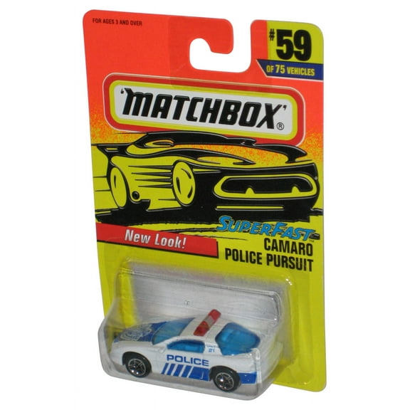 Matchbox Superfast Camaro Police Pursuit New Look White Toy Car #59/75