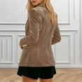 thumbnail image 5 of Aobny Blazers for Women Business Casual Mid-Length Long Sleeve Velvet Jackets Plain Mid-Weight Blazer Jackets,Khaki,XL, 5 of 9