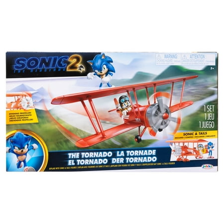 Sonic 2 Tornado Biplane Playset includes Sonic and Tails 2.5 inch Action Figures inspired by the Sonic the Hedgehog 2 Movie