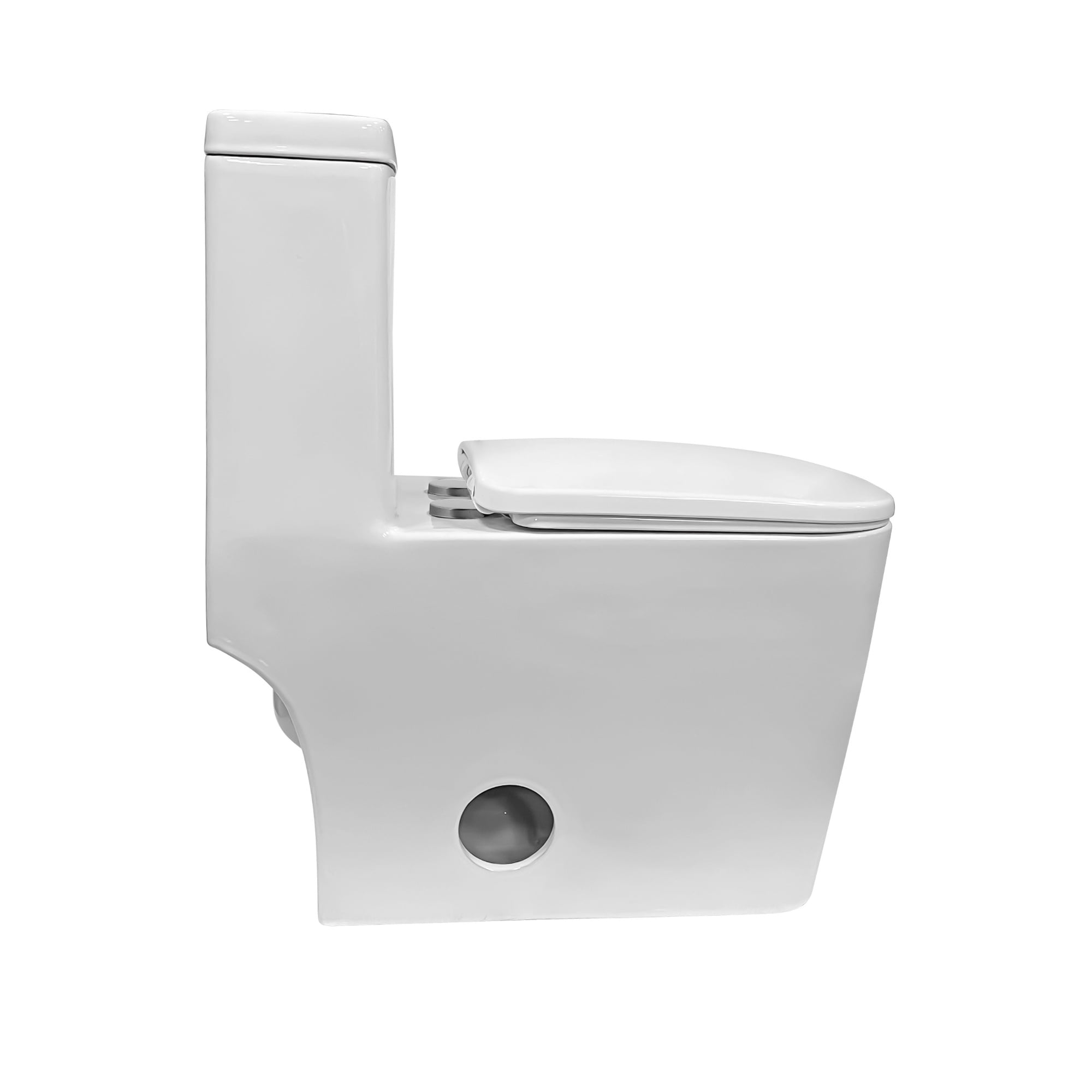 Alvantor Dual-Flush One-Piece Toilet 15.7"Height Square Bowl 1.28/1.6 GPF Toilet White