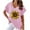 Pink, variant on WREESH Women's Cotton Linen Sunflower T-Shirt V-Neck Short Sleeve Dolman Top Khaki