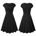 thumbnail image 3 of Vestido de fiesta casual Swing Swing para mujer Casual Cintura alta Una línea Gorra Vestido con cuello en V Negro 2XL Negro 2XL Magideal Vestido de fiesta casual Swing, 3 of 7