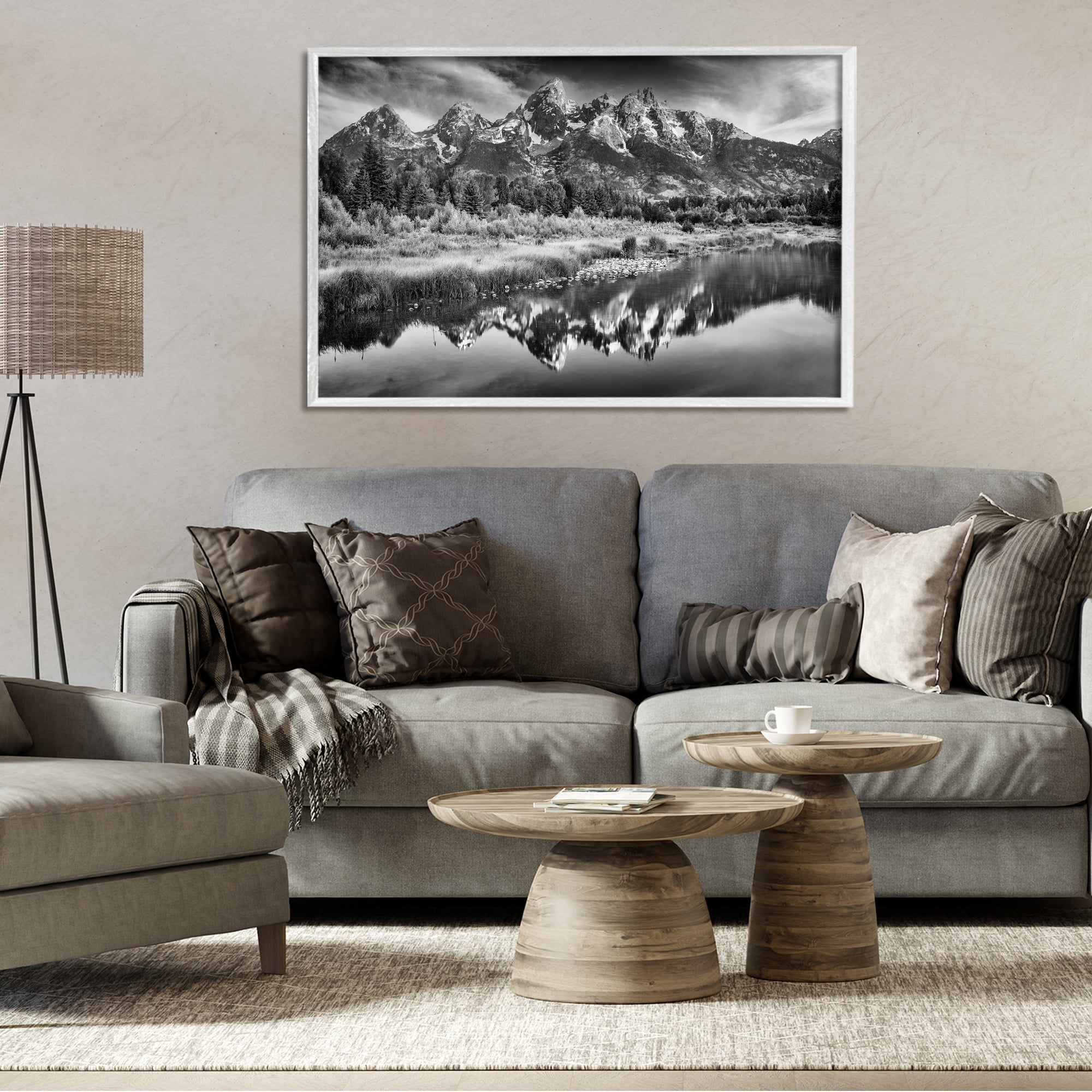 Stupell Industries Teton Mountain Reflections White Framed Giclee Art, design by Rick Berk