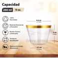 thumbnail image 2 of Berry Bloom 100 Vasos Reutilizables con Borde Dorado Paquete Con 100 Piezas, Copas Elegantes para Fiestas, Bodas, Postre, Cócteles, Vino (9 ONZAS), 2 of 6
