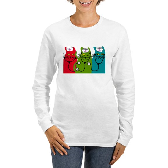 CafePress - Black Cats NURSE BEST Women's Long Sleeve T Shirt - Women's Long Sleeve Graphic Casual T-Shirt