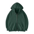 thumbnail image 2 of WULMLEO Mens Double Zip Up Hoodie Oversized Acid Wash Heavyweight Fleece Cotton Hoodies Vintage Fashion Sweatshirts with Pocket Dark Green XL, 2 of 4