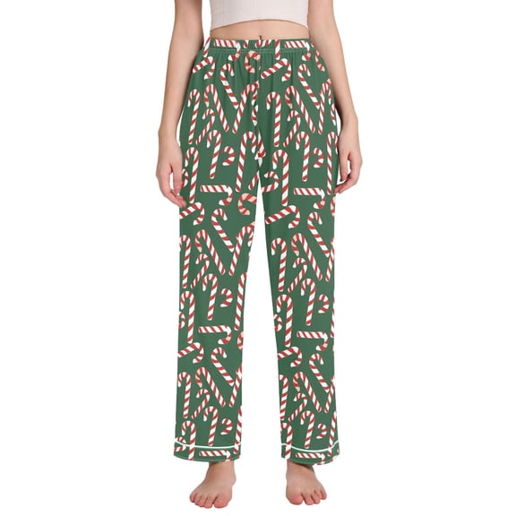 joogoo Women Candy Canes Pajamas Pants Lounge Bottoms Pjs with Pockets M