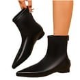 thumbnail image 2 of Dasayo Dress Women Booties Black Ankle Wide Calf Flat Pointed Toe Faux Leather Boots Shoes Women 36, 2 of 9