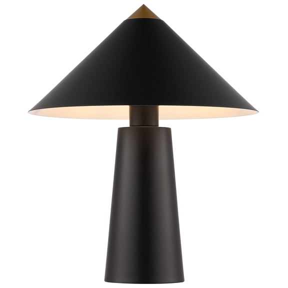 SAFAVIEH Syuna 17 in. Modern Black Metal Table Lamp with Black Shade