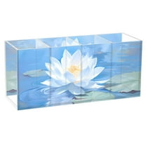 Lotus Flower Acrylic Pencil Holder Cup 4 Compartments Clear Pen Organizer Makeup Brush Holder Storage for Office Desktop Dorm
