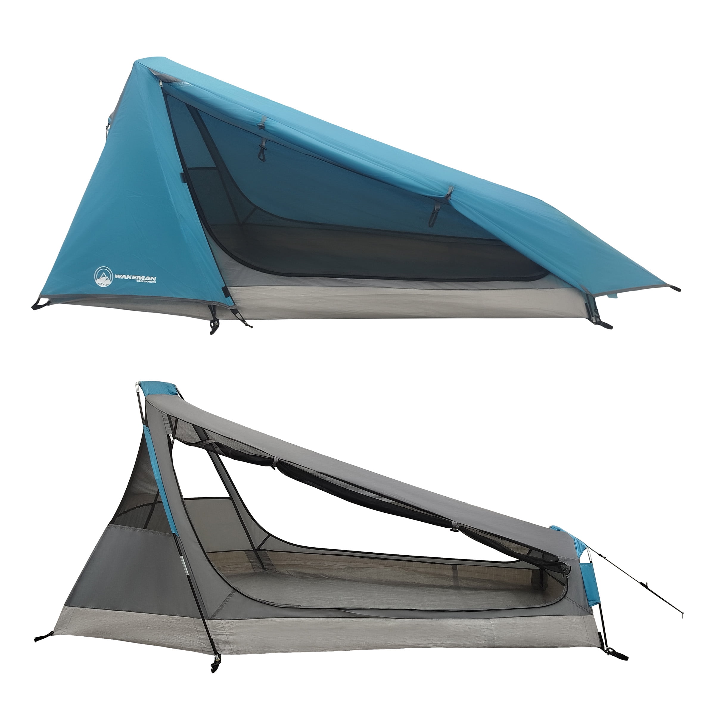 Wakeman Outdoors Single Person Tent - Ultralight 1 Person Camping Tent with Rainfly and Bag, Blue