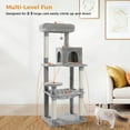 thumbnail image 2 of Cat Tree for Large Cats Adult with Metal Plush Big Hammock, 56.3" Cat TowerZ with 2 Door Condo House, 6-Tier Cat Shelves with Scratching Posts and Large Top Perch, Gray, 2 of 7