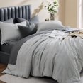 thumbnail image 4 of Queen Comforter Set, Bed in A Bag 7-Pieces, Light Grey Textured All Season Comfortable Bedding Sets with Comforter, Sheets, Pillowcases & Shams (Light Grey, 90"x90"), 4 of 9