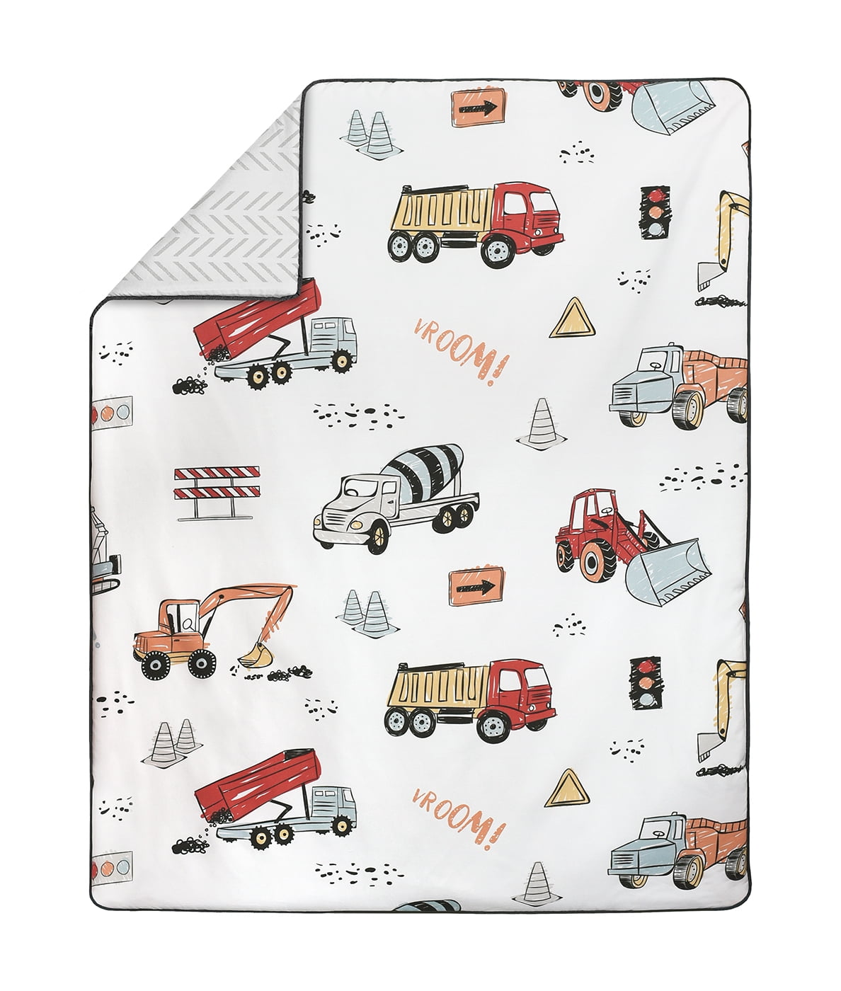Sweet Jojo Designs Construction Truck White Red Blue Crib Bedding + BreathableBaby Breathable Mesh Liner Pad