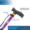 thumbnail image 3 of ROGTZ Folding Walking Cane, 5-Level Height Adjustable Walking Stick for Men & Women with Comfortable Plastic T-Handle Portable Walking Stick, Purple Floral Printing, 3 of 5