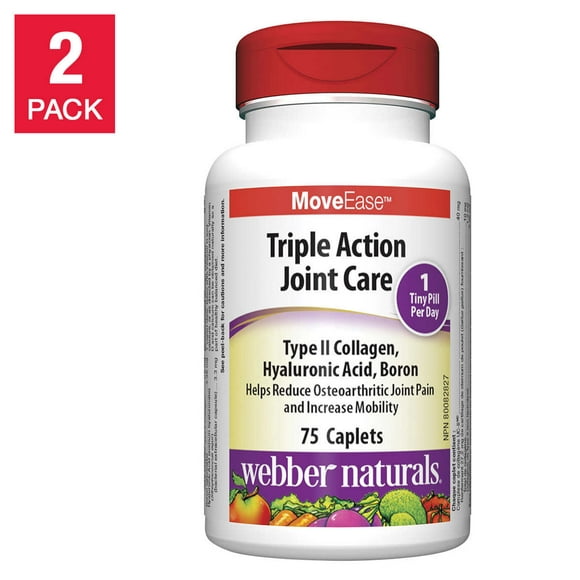 Webber Naturals Triple Action Joint Care - 75 Caplets, 2-pack | Comprehensive Joint Health Support