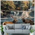 thumbnail image 4 of JRXY Autumn Cabin Tapestry Bear Waterfall Tapestries Moose Deer Fall Landscape Wildlife Animal Hunting Rustic Forest Country Nature Wall Hanging For Bedroom Dorm Living Room Wall Art Decor Painting, 4 of 6