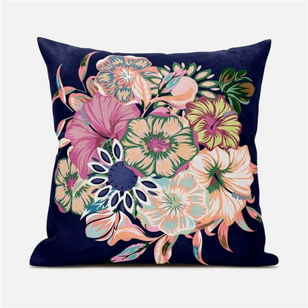 

Amrita Sen Designs CAPL904FSDS-BL-20x20 20 x 20 in. Friendship Bouquet Suede Blown & Closed Pillow - Blue Pink & Peach
