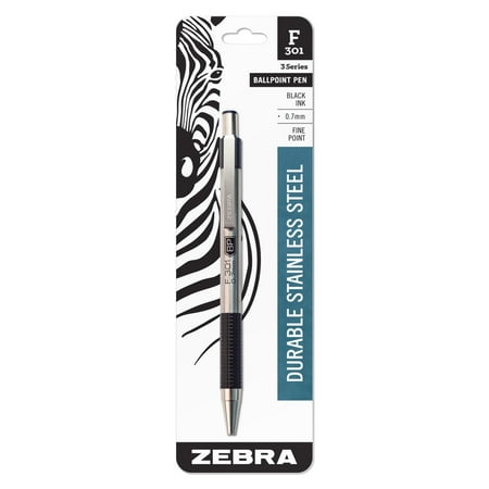 Zebra Ballpoint Pen Refillable .7mm Stainless Steel/Black 27111