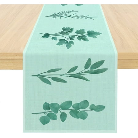 

Sage Green Table Runner -Farmhouse Seasonal Spring Summer Fall Floral Plants Leaves Holiday Kitchen Long Dining Table Decoration for Home Party Decor 14 x 72 Inch Eucalyptus Leaf Sage Table Runner