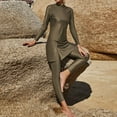 thumbnail image 4 of BLTIBY Womens Swimsuits 2 Piece Long Sleeve Swimsuit Round Neck Bathing Suits with Long Pants Tummy Control Solid Color Swimwear Brown L, 4 of 7