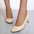 thumbnail image 2 of Dakaela Women's Dress Pump Shoes Comfortable Block Low Heels Round Toe Business Slip on Shoe Beige 7, 2 of 6