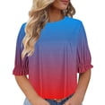 thumbnail image 1 of Shorts pour Femmes, Blouses pour Femmes, Mode Décontractée Grande Taille Col Rond T-Shirt Imprimé Haut Blouse, 1 of 4