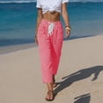 thumbnail image 2 of Miluxas Womens Summer Striped Cropped Pants Elastic Waist Drawstring Wide Leg Pants with Pockets for Daily Casual Wear Red, 2 of 6
