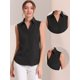 thumbnail image 2 of Camisa sin mangas para mujer Blusa casual con botones de un solo pecho Negro XS INSPIRE CHIC Blusa, 2 of 6