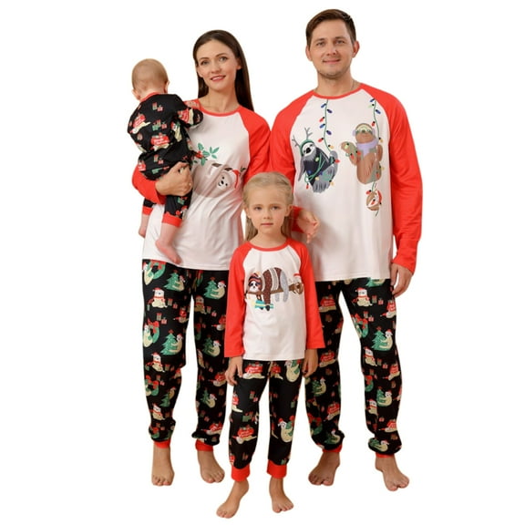 Usaibhir Matching Family Pajamas Sets Christmas PJ's with Christmas Printed Long Sleeve Tee and Bottom Loungewear Sleepwear