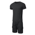 thumbnail image 5 of Men's 2 Piece Outfits Short Sleeve Waffle Knit Tracksuit Summer Shirt and Shorts Set Mens Short Sets 2 Piece Outfits Casual Summer Short Sleeve Sweatsuits Sets, 5 of 6