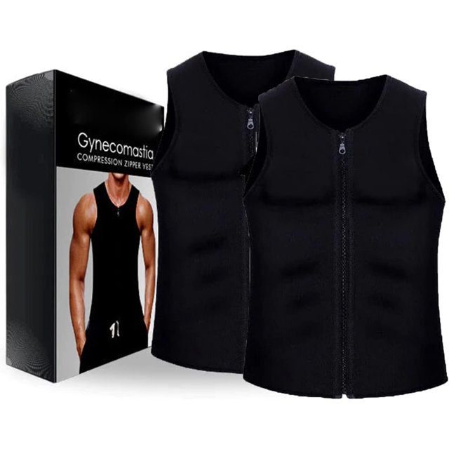 LAICAIW Fitpro Gynecomastia Compression Zipper Vest, Manson Gynecomastia Compress Zipper Vest for Men (Color : Black*2, Size : Small)