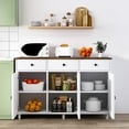thumbnail image 3 of Catrimown Sideboard Buffet Cabinet, Mid-Century Kitchen Storage Cabinet with 3 Drawers & 3 Doors, Coffee Bar Cabinet with 3 Adjustable Shelves, White, 3 of 7