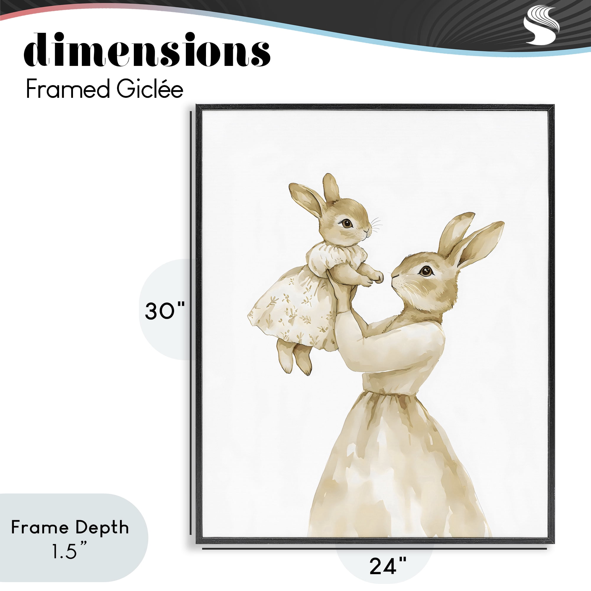 Stupell Industries Tender Mama Rabbit Black Framed Giclee Art, design by Arlington Prints