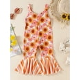 thumbnail image 5 of Girl Bell Bottoms Trousers Floral Jumpsuit One Piece Outfit Summer Toddler Clothes Girl, 5 of 10
