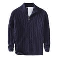 thumbnail image 4 of JTieacloth Mens Sweater Coats Autumn And Winter Warm Turtleneck Sweater Half Turtleneck(Blue), 4 of 5