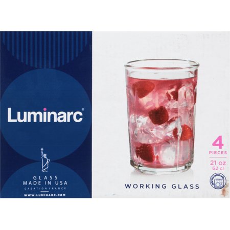 Luminarc Working Glass 21 Ounce Cooler, Set of 4, 21-Ounce, Clear ...