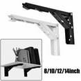 thumbnail image 2 of SPRING 2PCS Triangle Folding Angle Bracket With Matching Screws 60KG Heavy Support Wall Mounted Adjustable Bench Table Shelves white 14in, 2 of 9