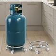 thumbnail image 4 of Stainless Steel Propane Tank Stand with Wheels - Heavy-Duty Mobile Cylinder Bracket for Secure Storage & Transport (29.3x29.3x10cm), 4 of 5