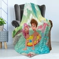 thumbnail image 4 of Mermaid Soft Flannel Fleece Throw Blanket, Teen Boy and Mermaid Swimming Together in Tropical Island Funny Love Theme, Cozy Plush for Indoor and Outdoor Use, 50" x 60", Multicolor, by Ambesonne, 4 of 5