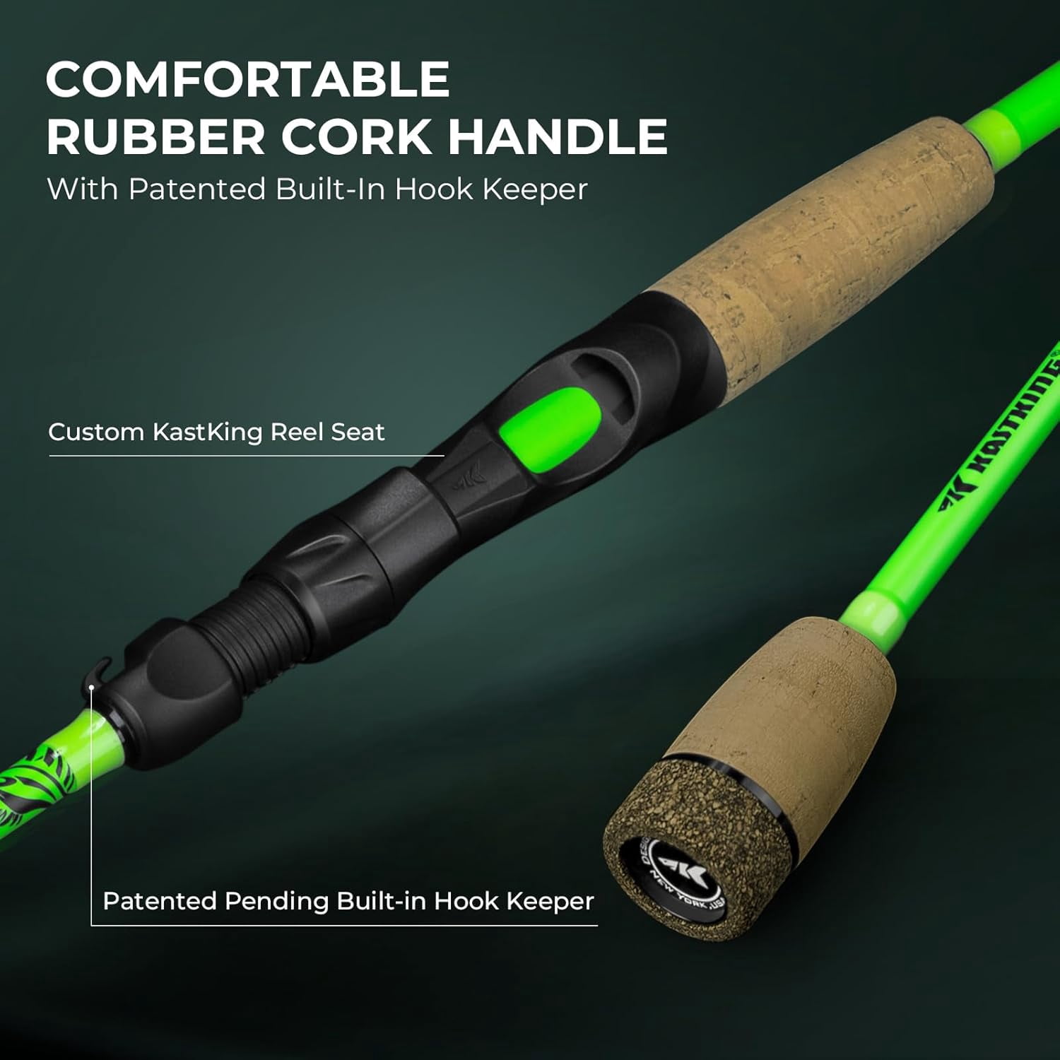 KastKing Baitcaster Fishing Rod and Reel Combo, Cast: 6'6''- Ml& M- Dual-tip Rod - Right Handed IM6 Graphite Rod with KastFlex Technology, Hook Keeper, Multiple Models-Zephyr