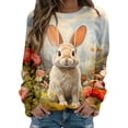thumbnail image 1 of WEAIXIMIUNG Chandail en Molleton pour Femmes Col Rond Imprimé de Pâques Col Rond Pull Manches Longues Blouse Ample, 1 of 7