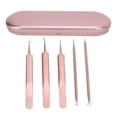 thumbnail image 1 of 5Pcs Blackhead Remover Tool Set Stainless Steel Pimple Extractor Needle Storage Box Facial Skin Cleansing Tool Rose Gold, 1 of 2