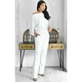 thumbnail image 4 of KOH KOH Long Pants Formal Cocktail Evening One Piece Fall Pockets Dressy Jumpsuit Romper Suit Casual Outfit Playsuit Tall 3/4 Short Sleeve For Women Ivory White XX-Large US 18-20 NT118, 4 of 7