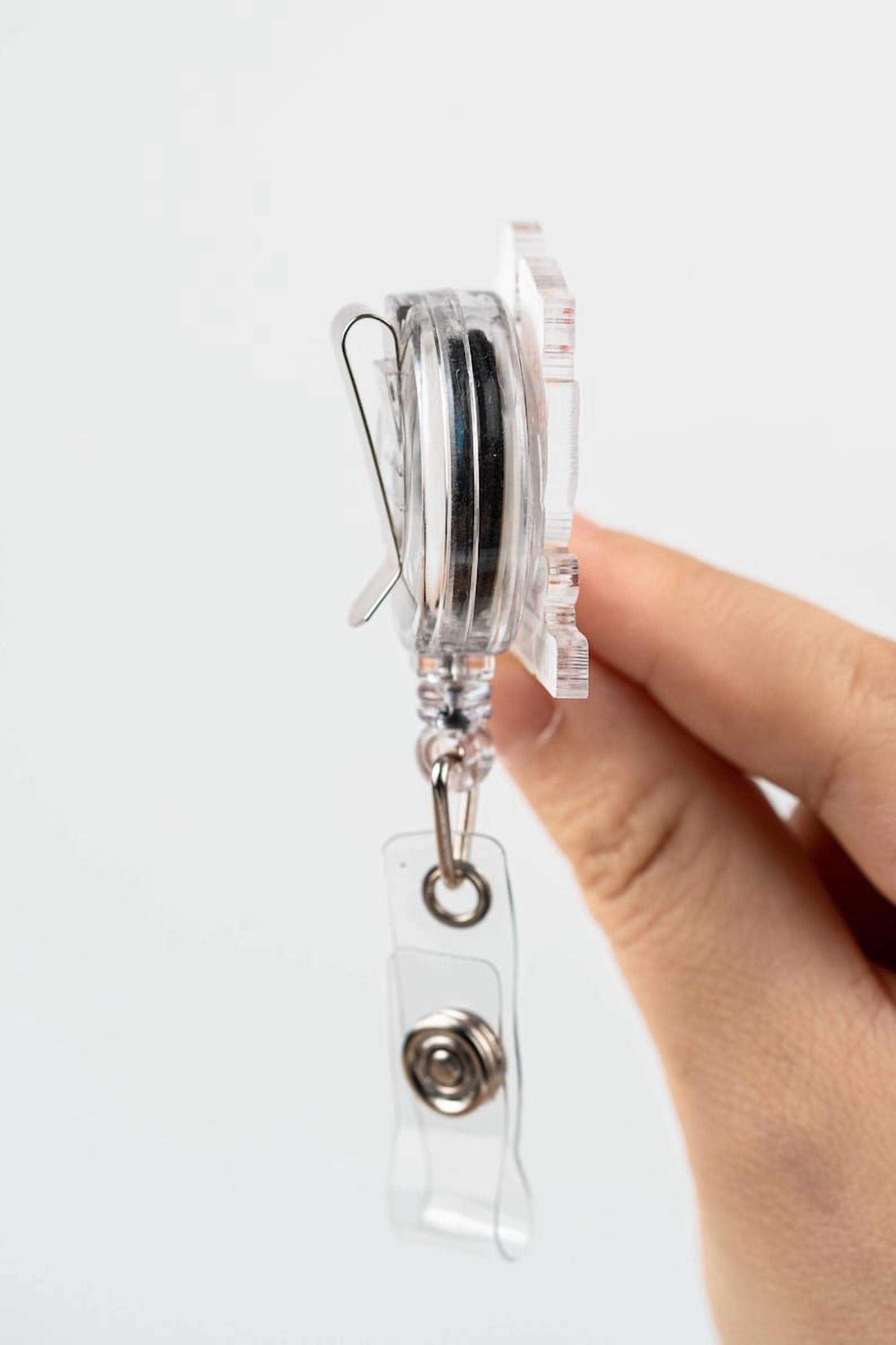 TiniDecor Alien UFO Possum Badge Reel, Retractable Acrylic ID Holder, Cute Gift for Healthcare Workers