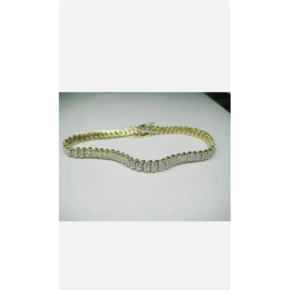 Women's Tennis Bracelet 6 CT Round Cut White Moissanite 14k Yellow Gold Plated