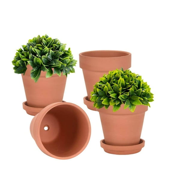 vensovo 6 Inch clay Pot for Plant with Saucer - 4 Pack Large Terra cotta Plant Pot with Drainage Hole, Flower Pot with Tray, Terracotta Pot for Indoor Outdoor Plant