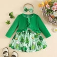 thumbnail image 2 of WERYOUNG Girl's Outfit Sets St Patrick's Day Long Sleeve Crewneck Ruffles Coat And Floral Dress Headbands Kids 3 Piece Outfits Party Night Versatile Stylish Baby Clothing Sets, 2 of 8